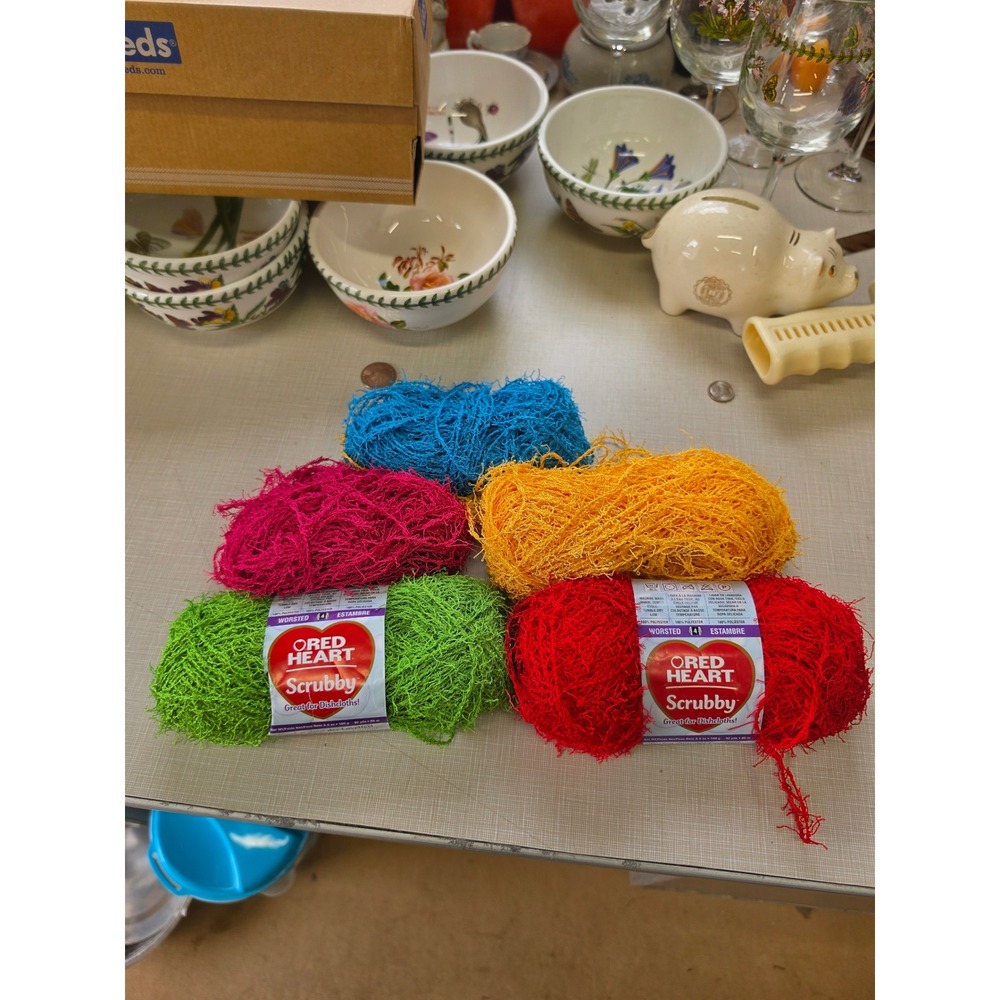 Red Heart Scrubby Yarn Bundle Skeins Mixed Colors Worsted Polyester Crafting